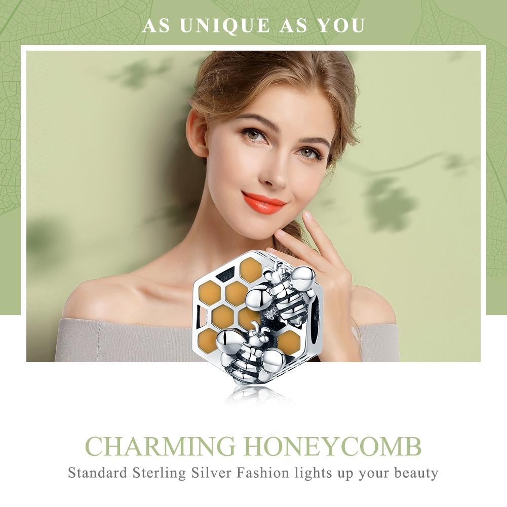 925 Sterling Silver Personalized Bee Hive Bracelet Charm 4