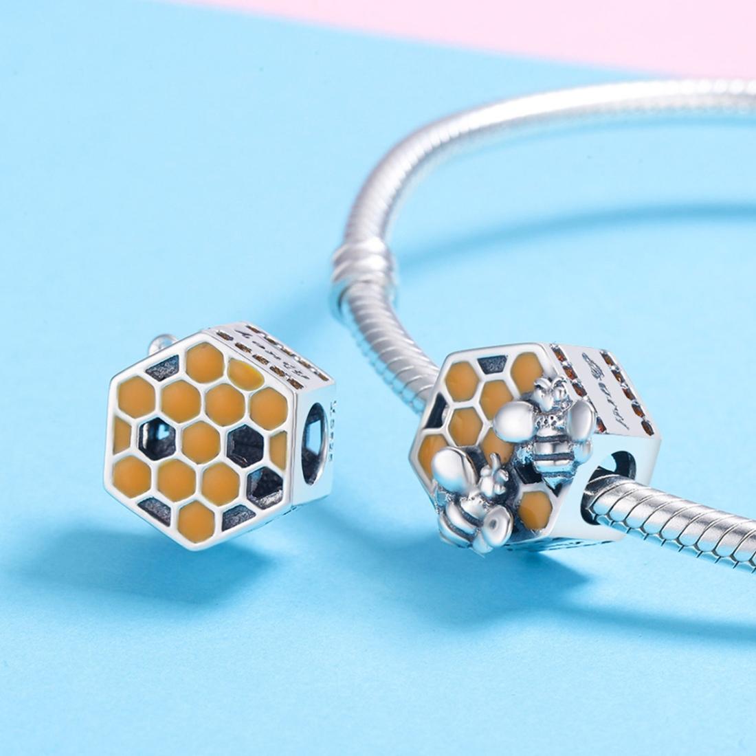 925 Sterling Silver Personalized Bee Hive Bracelet Charm 6