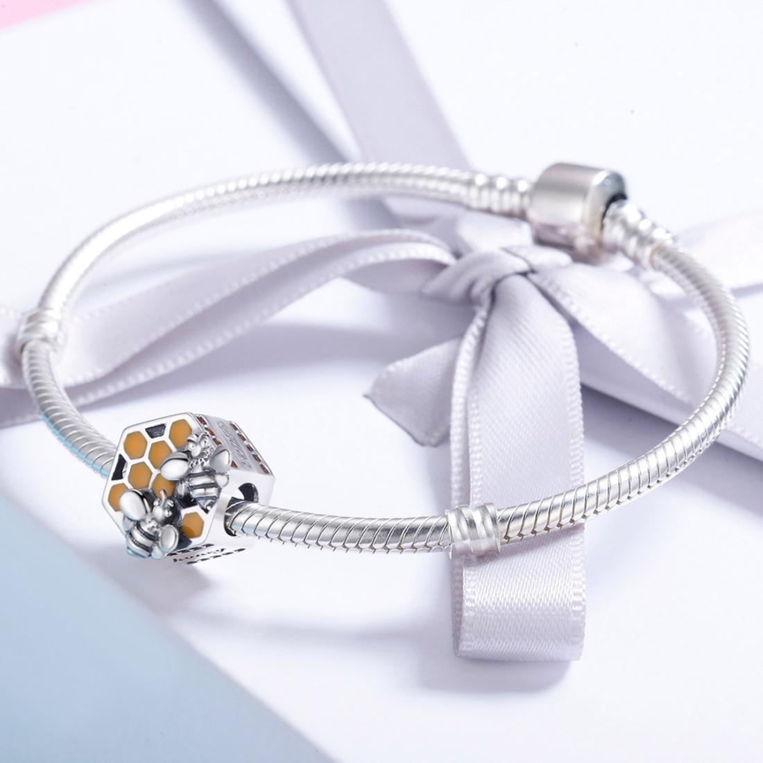 925 Sterling Silver Personalized Bee Hive Bracelet Charm 7