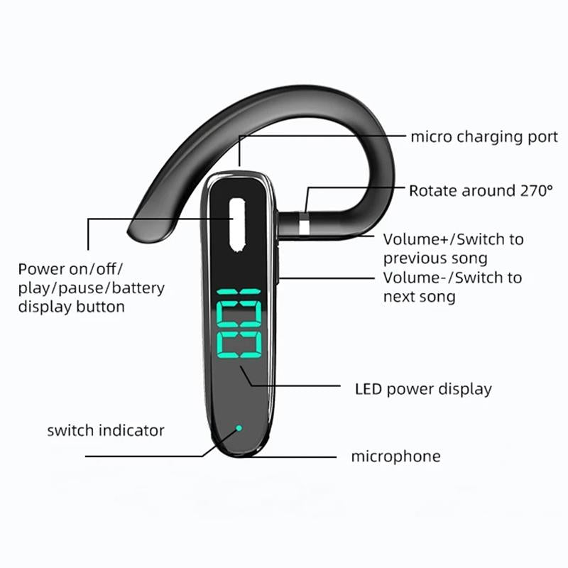 5.3 Bluetooth Business Ear-hook Earphone with Mic - K50 3