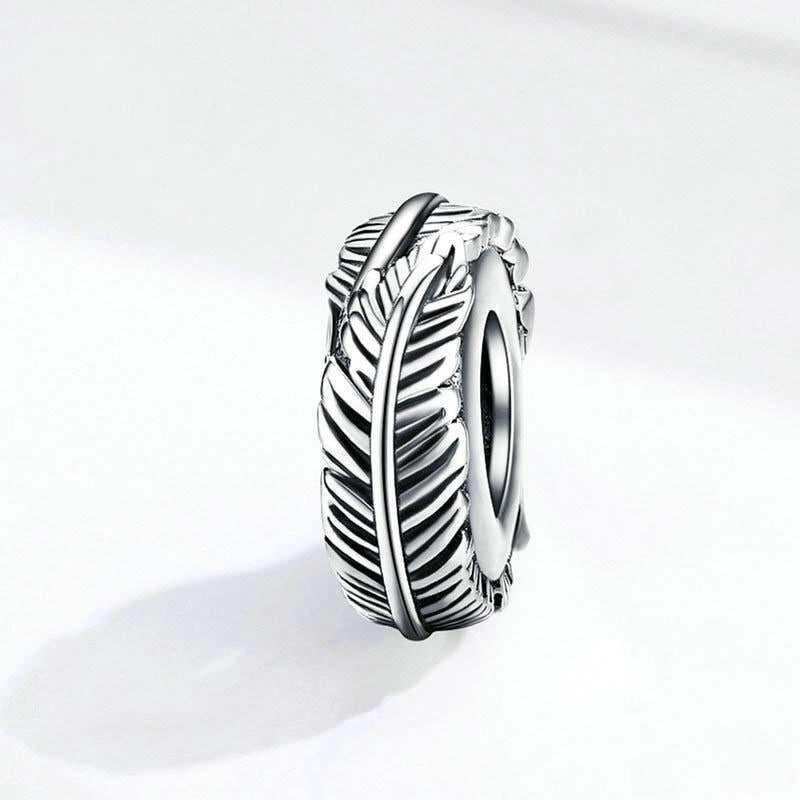 925 Sterling Silver Boho Feather Beads For Diy Bracelets 3