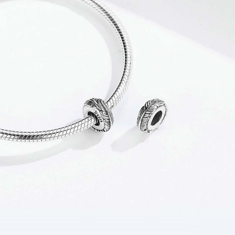 925 Sterling Silver Boho Feather Beads For Diy Bracelets 4