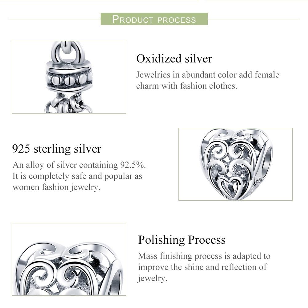 925 Sterling Silver Love Heart Beads 5
