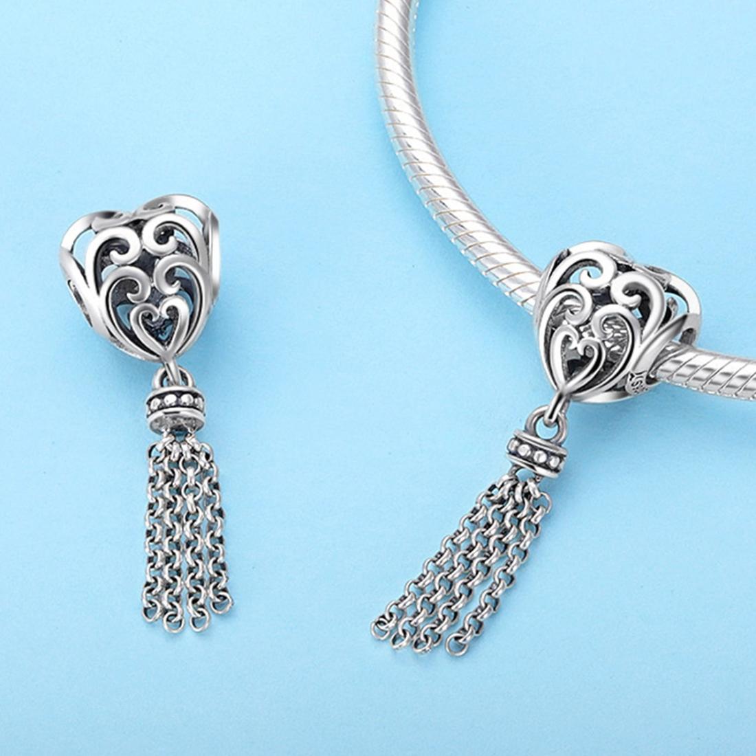 925 Sterling Silver Love Heart Beads 6