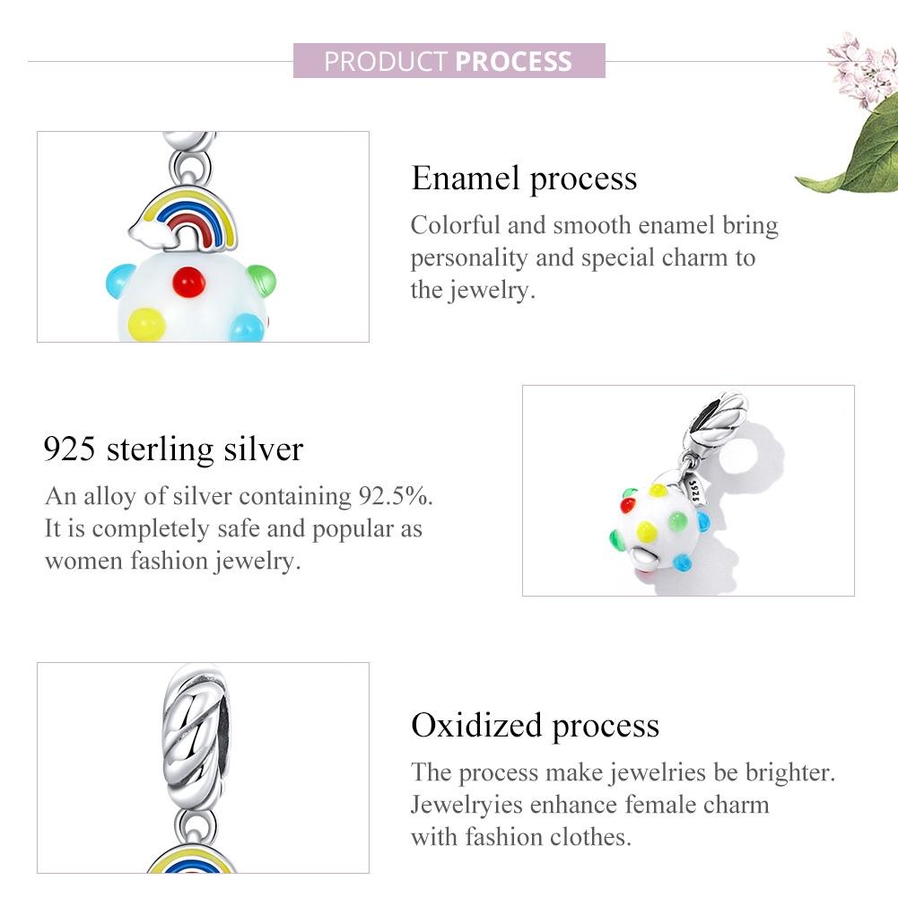 925 Sterling Silver Rainbow Glaze Pendant For Diy Bracelets & Necklaces 5