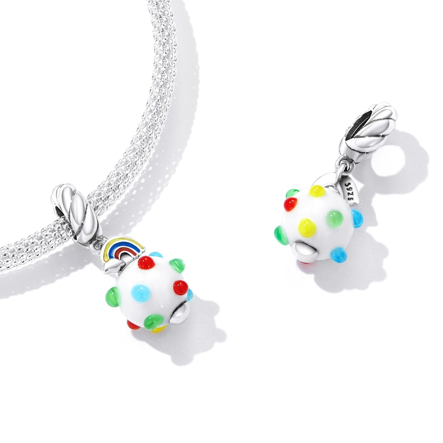 925 Sterling Silver Rainbow Glaze Pendant For Diy Bracelets & Necklaces 6