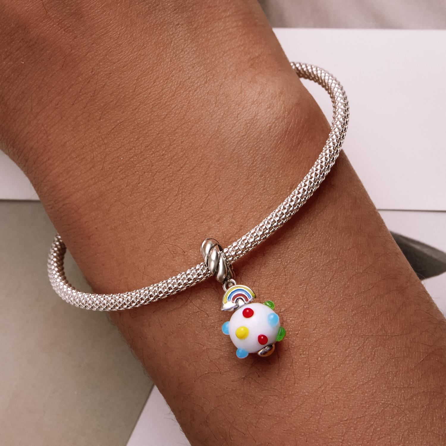 925 Sterling Silver Rainbow Glaze Pendant For Diy Bracelets & Necklaces 8