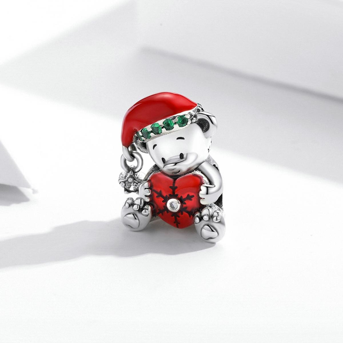 925 Sterling Silver Christmas Bear Charm For Diy Bracelets & Necklaces 3
