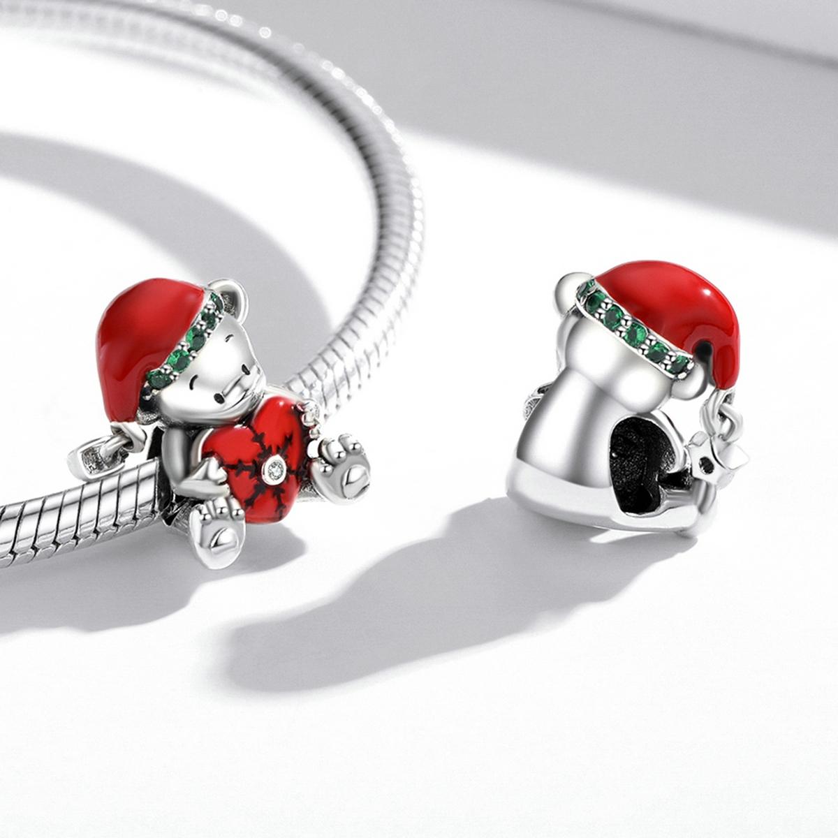 925 Sterling Silver Christmas Bear Charm For Diy Bracelets & Necklaces 6