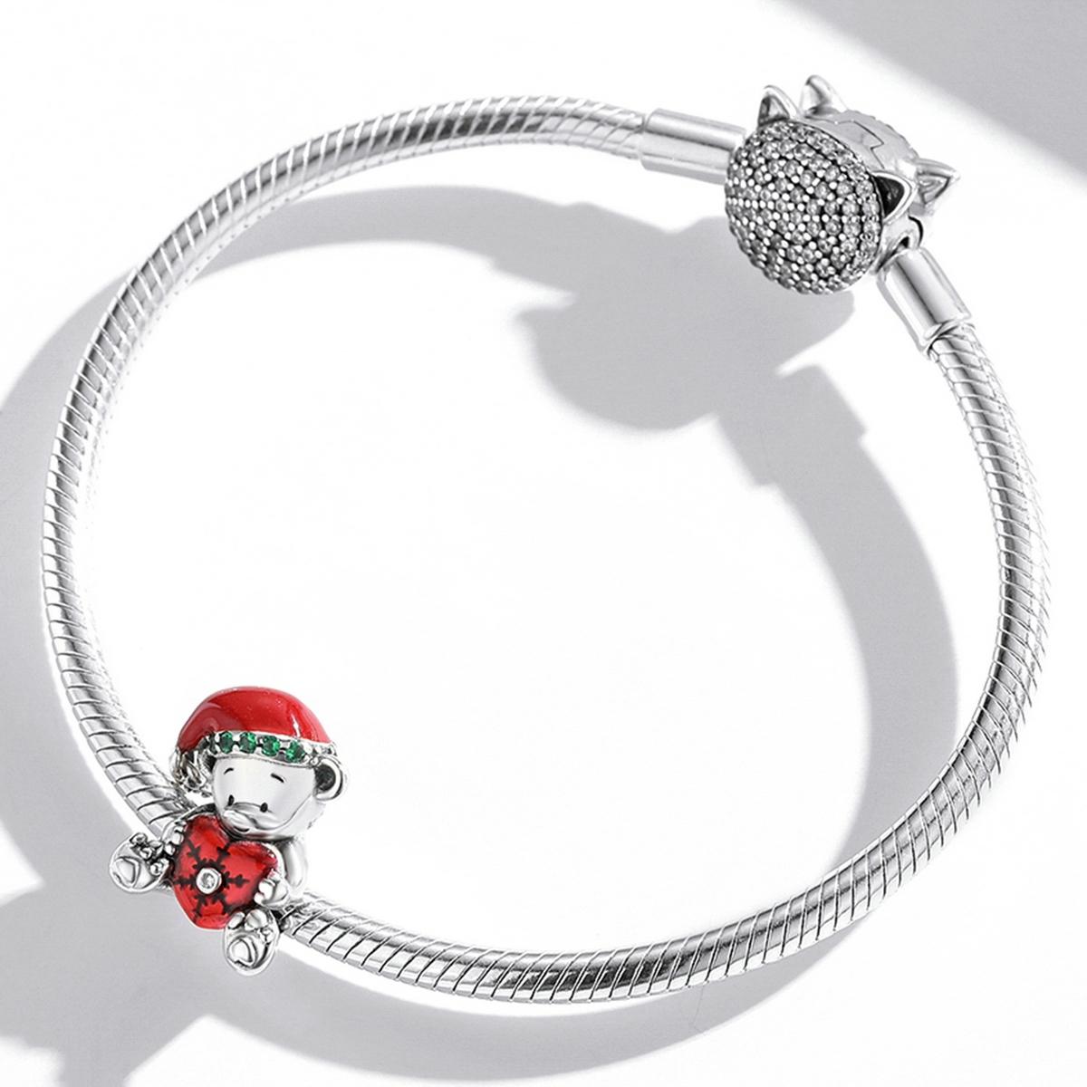 925 Sterling Silver Christmas Bear Charm For Diy Bracelets & Necklaces 7