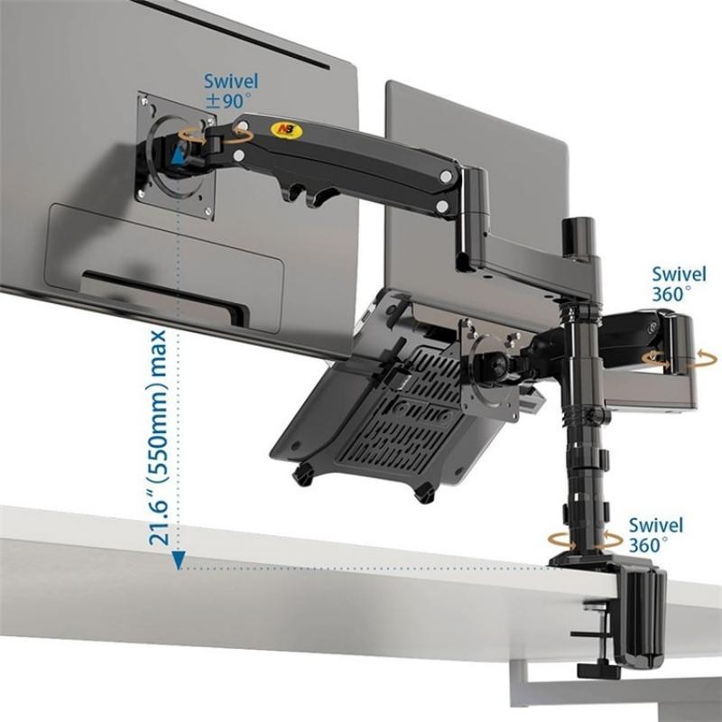 Full Motion Dual Arm Clamp for 22-32 Inch Lcd Tv Monitor Desk Holder with Gas Spring 3