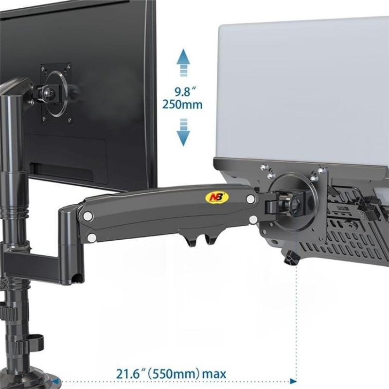 Full Motion Dual Arm Clamp for 22-32 Inch Lcd Tv Monitor Desk Holder with Gas Spring 5