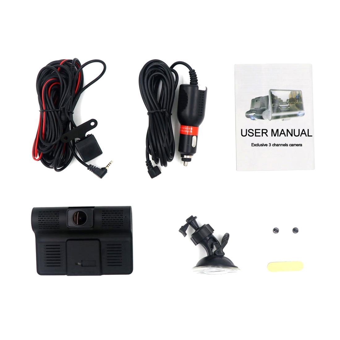 Full Hd 1080p 3-channel Car Dvr with 4 Ips Screen 5mp Camera and 170 Degree Wide Angle 4