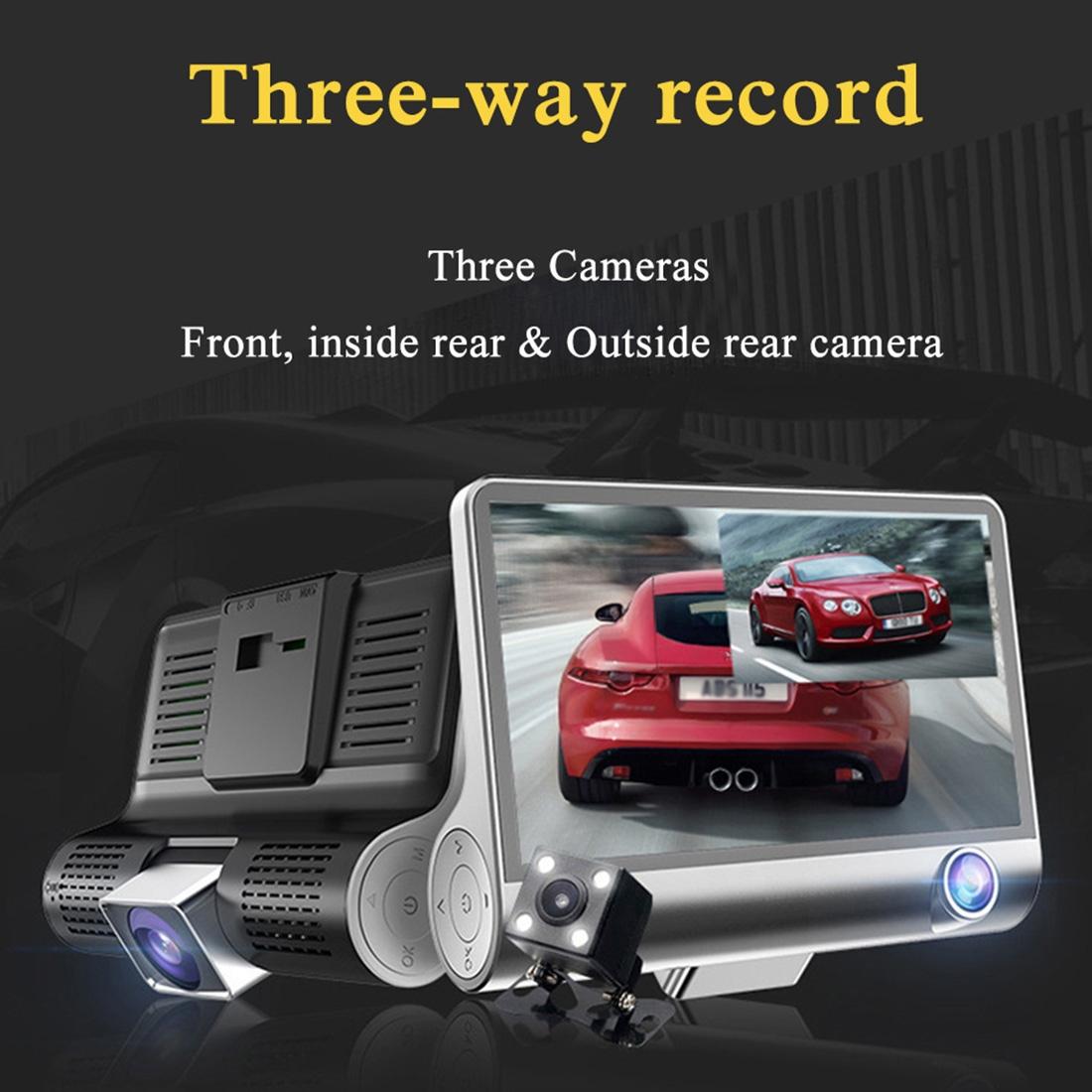 Full Hd 1080p 3-channel Car Dvr with 4 Ips Screen 5mp Camera and 170 Degree Wide Angle 12