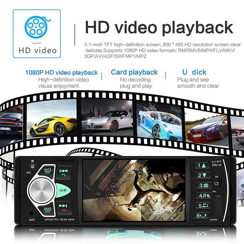Universal Car Radio Receiver Mp5 Player 4.1 Hd Screen Fm & Bluetooth Remote Control 4
