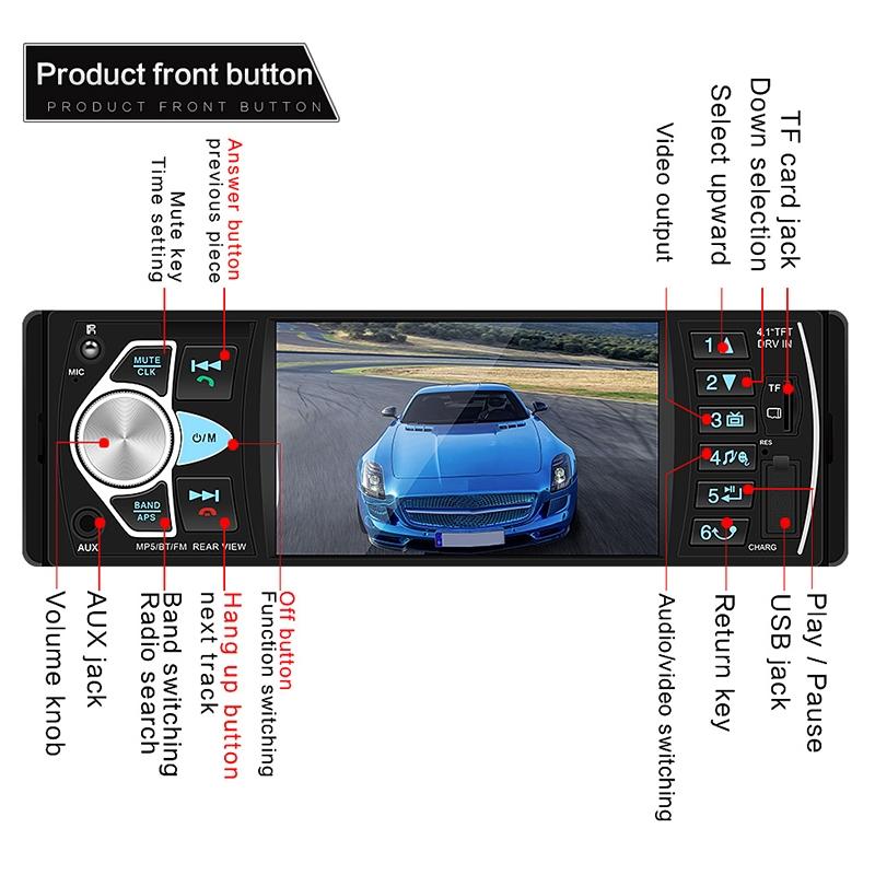 Universal Car Radio Receiver Mp5 Player 4.1 Hd Screen Fm & Bluetooth Remote Control 11