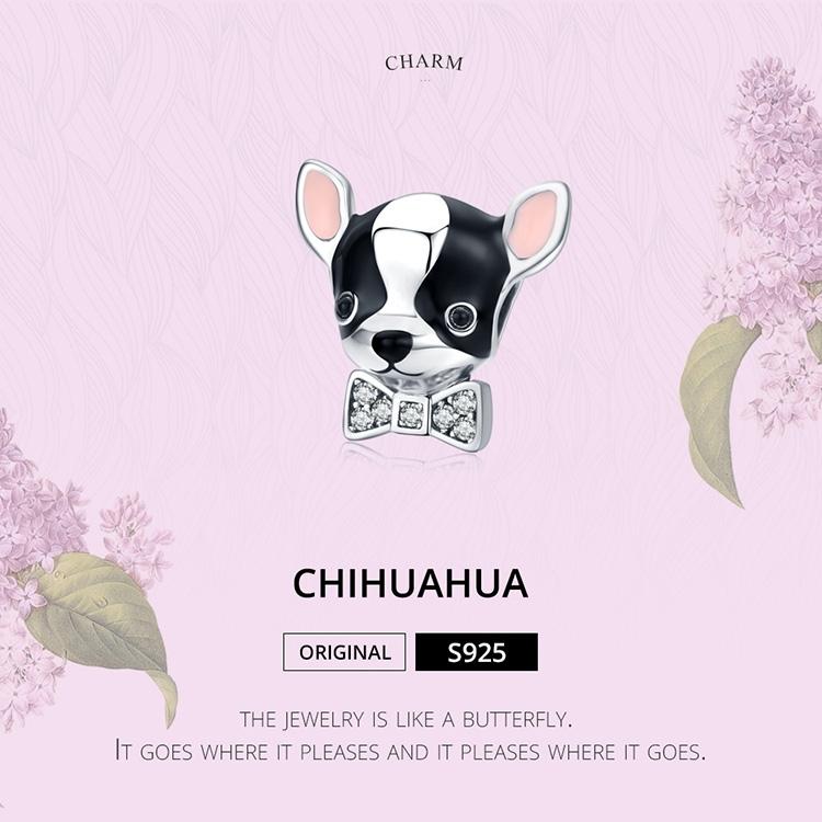 925 Sterling Silver Charming Chihuahua Beaded Bracelet 4