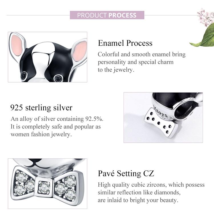 925 Sterling Silver Charming Chihuahua Beaded Bracelet 5
