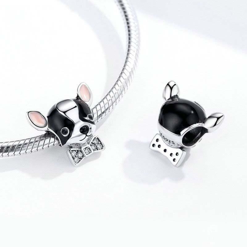 925 Sterling Silver Charming Chihuahua Beaded Bracelet 7