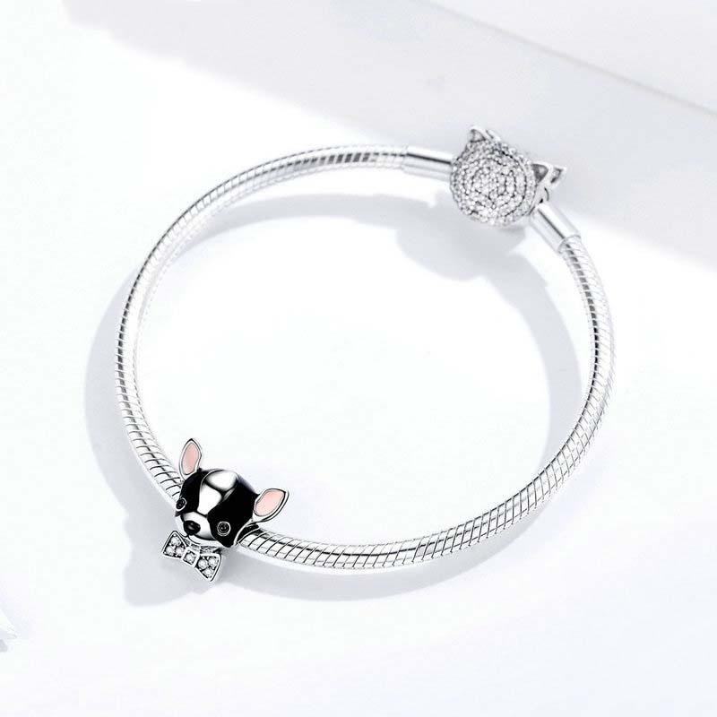 925 Sterling Silver Charming Chihuahua Beaded Bracelet 8