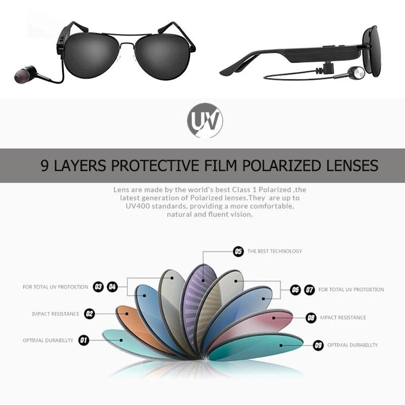 Wireless Bluetooth Sunglasses with Music Earphones and Mic 4