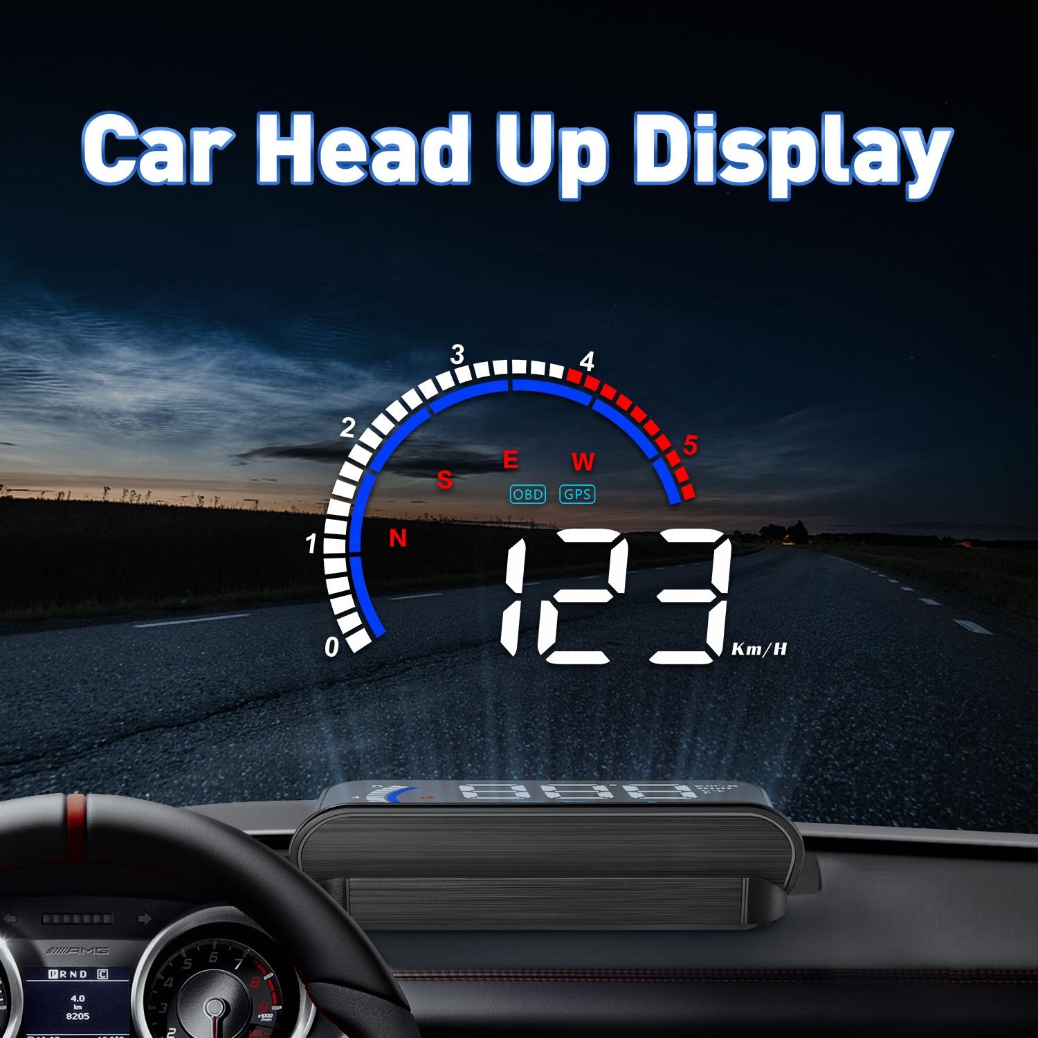 Hud Car Display Overspeed Speed Temp Alarm Obd2 + Gps