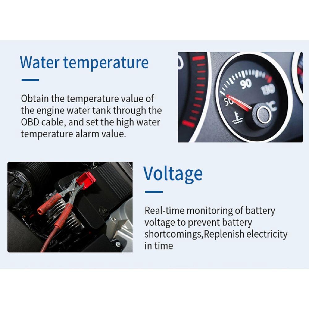 Hud Car Display Overspeed Speed Temp Alarm Obd2 + Gps 9