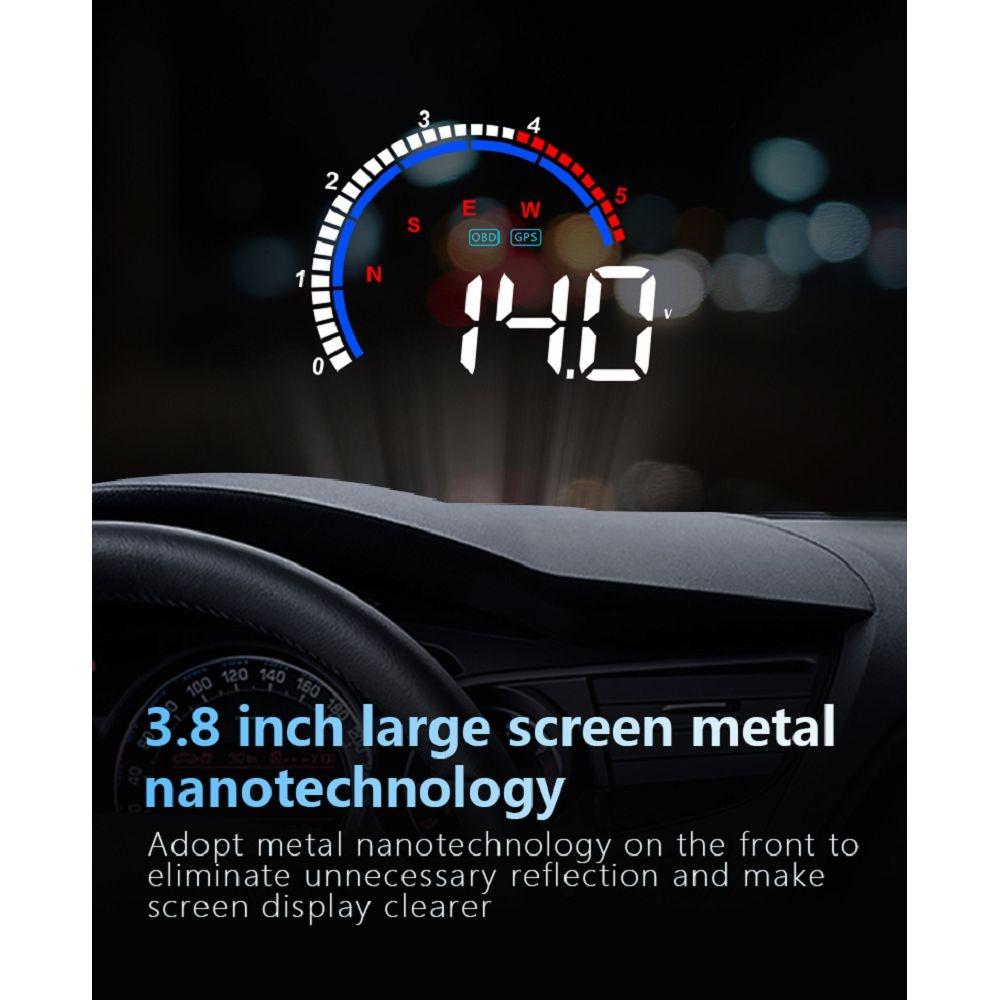 Hud Car Display Overspeed Speed Temp Alarm Obd2 + Gps 10