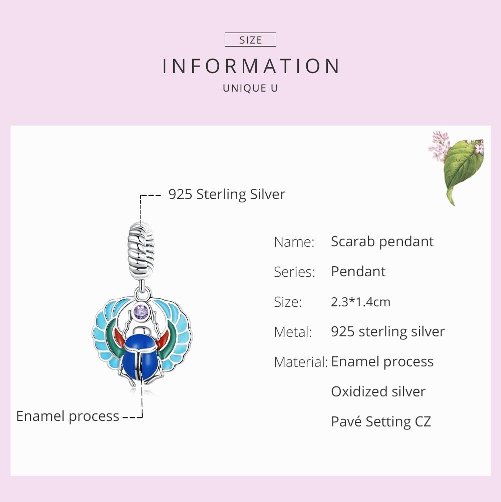 925 Sterling Silver Scarab Pendant For Bracelets & Necklaces 4
