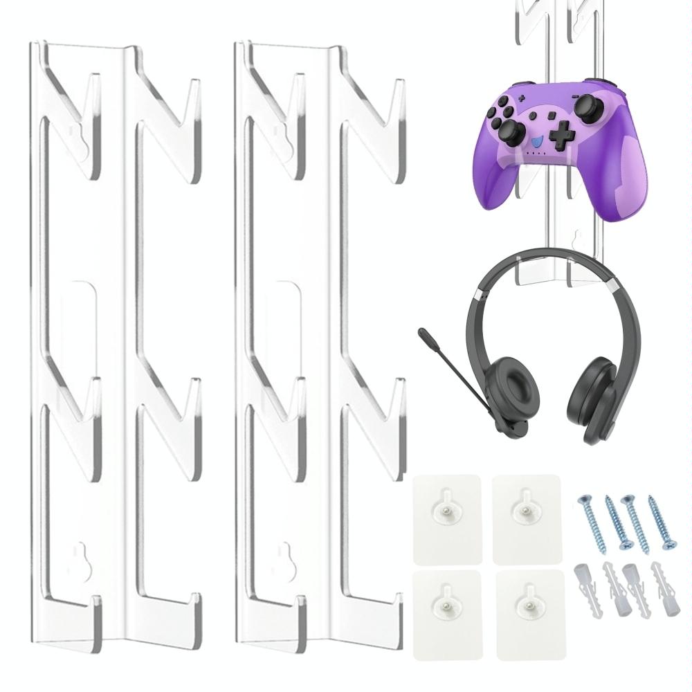 Acrylic Game Controller and Headphone Wall Mount - Set of 2 3