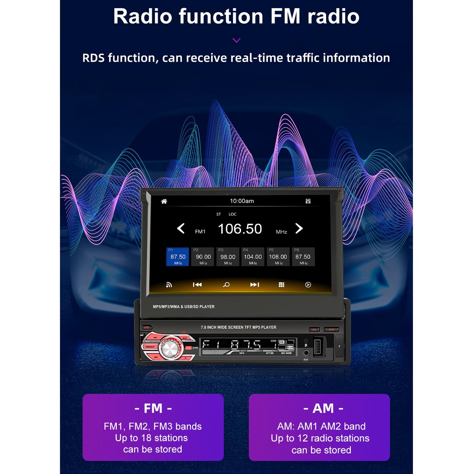 7 Inch Hd Car Mp5 Player W / Gps Bluetooth Mirror Link Fm Tf & Usb 4