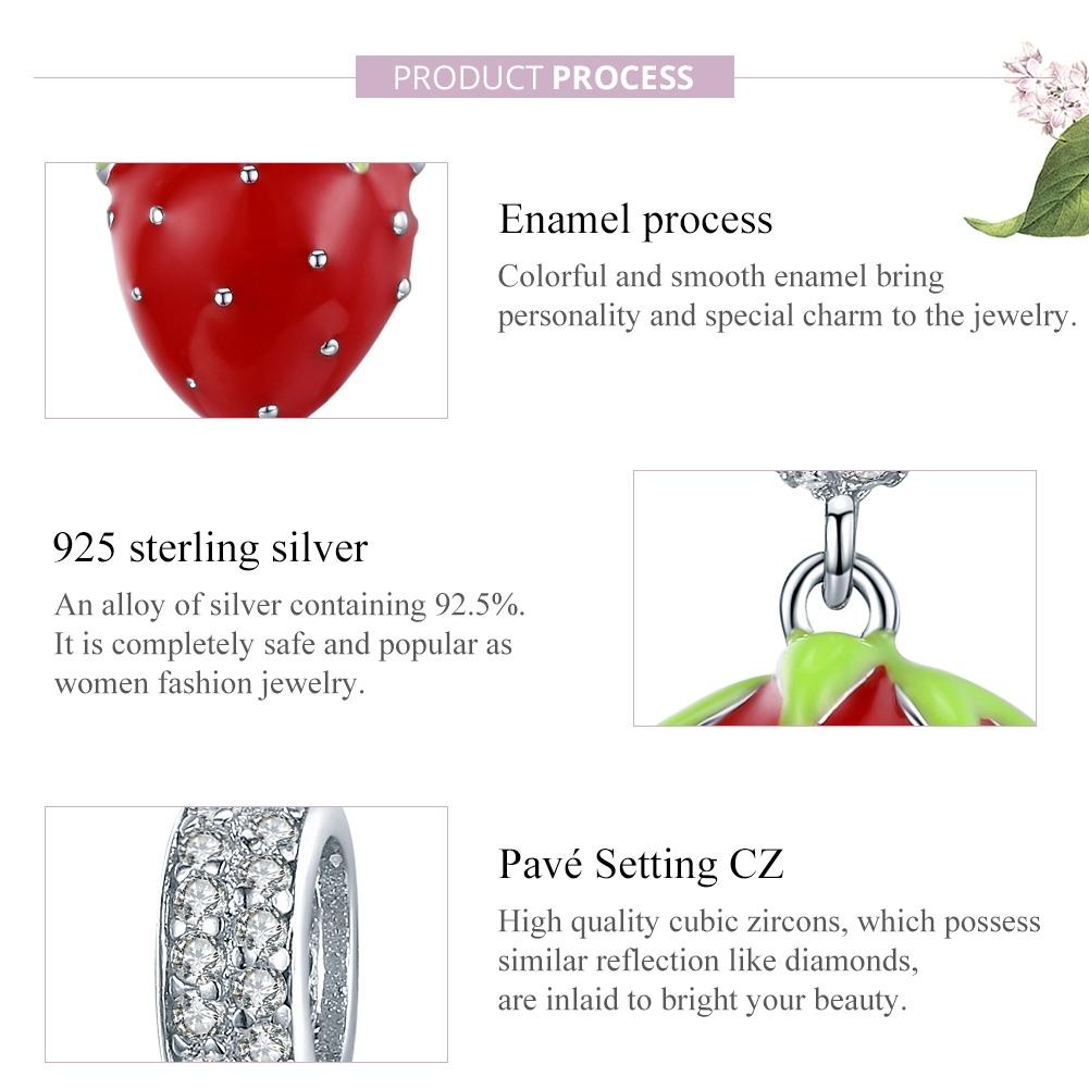 925 Sterling Silver Beaded Strawberry Pendant For Diy Bracelets 3