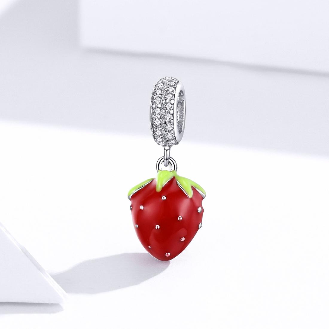925 Sterling Silver Beaded Strawberry Pendant For Diy Bracelets 4