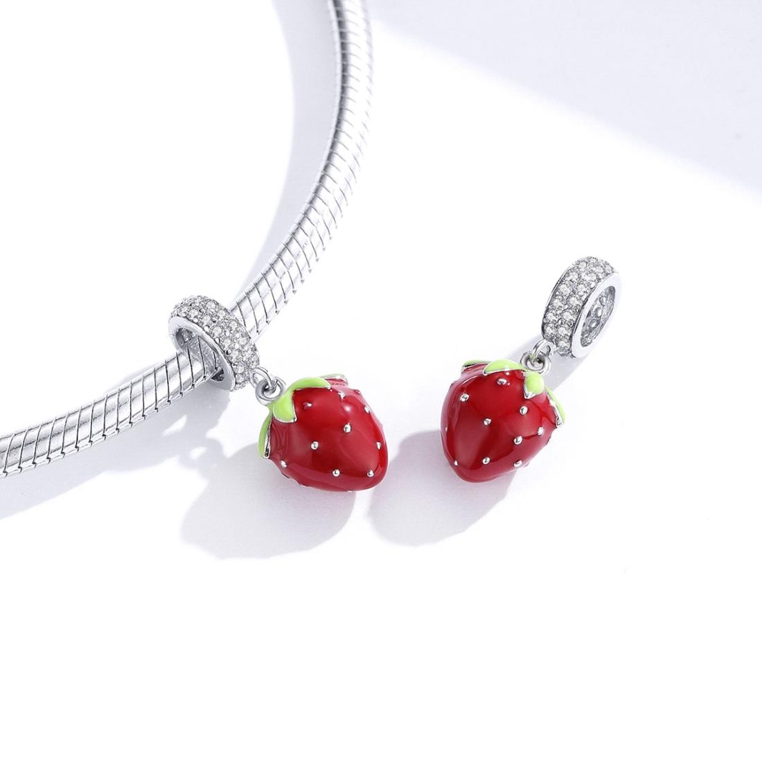 925 Sterling Silver Beaded Strawberry Pendant For Diy Bracelets 6