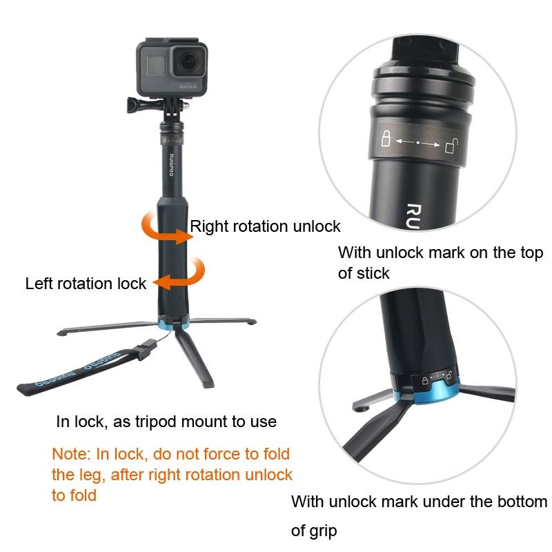 Foldable Tripod Selfie Stick for Action Cameras - 23.5-81cm Length 5