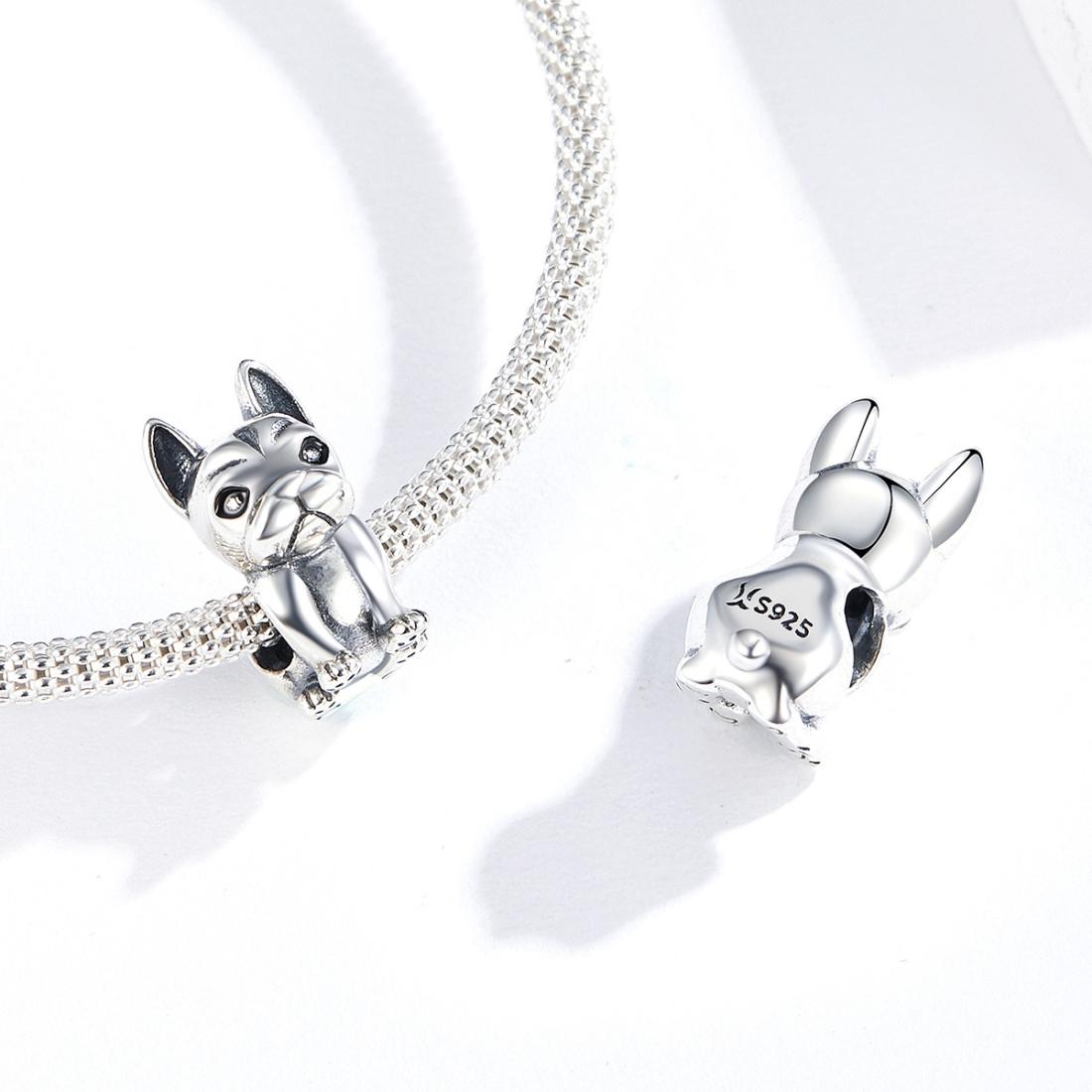 925 Sterling Silver French Bulldog Beaded Diy Bracelet 7