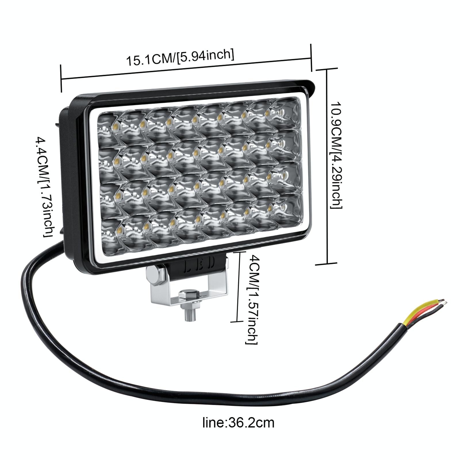 Cs - 1242A1 Car 4 Inch Square 32Leds Highlight Work Light Modified Front Bumper Lamp Spotlight 3
