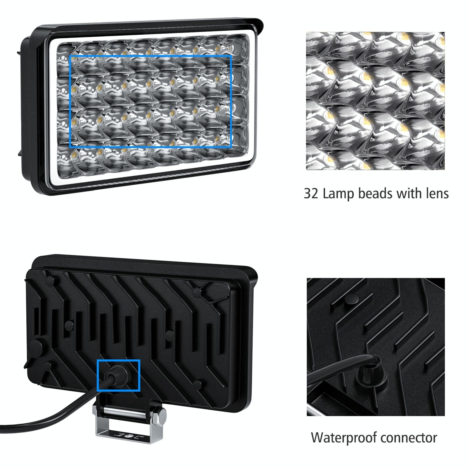Cs - 1242A1 Car 4 Inch Square 32Leds Highlight Work Light Modified Front Bumper Lamp Spotlight 8