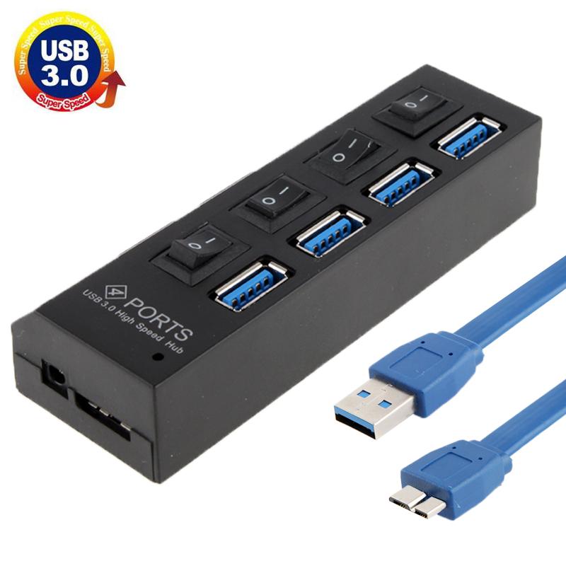 4-Port Usb 3.0 Hub 5Gbps Speed Plug & Play 1Tb Support - Black 8