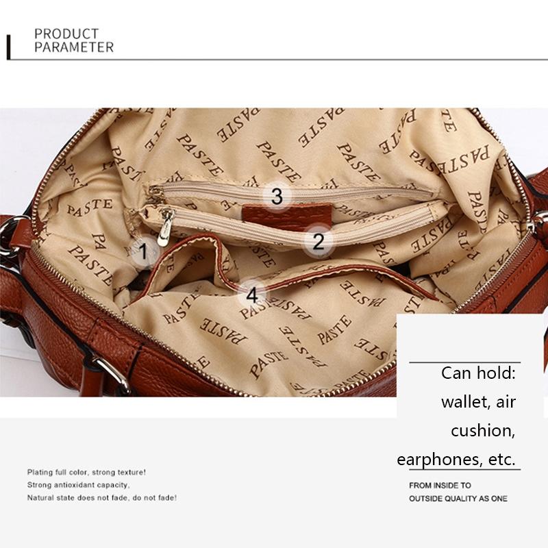 Black Leather Single Shoulder Messenger Bag For Women L 7