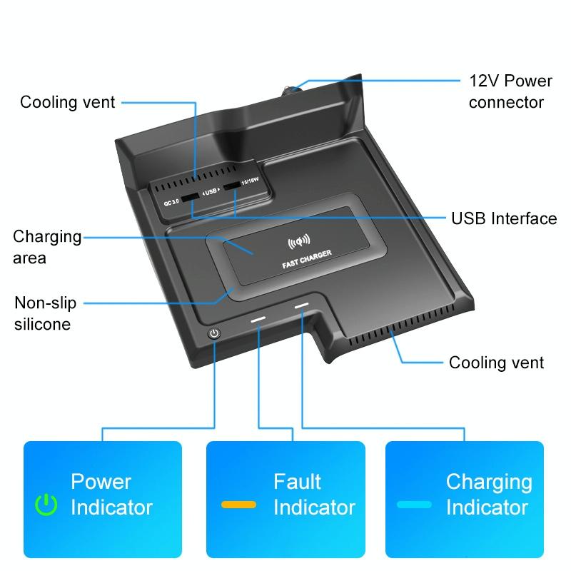 Wireless Charger for Toyota Avalon 2019-2021 - 10w Quick Charge 3