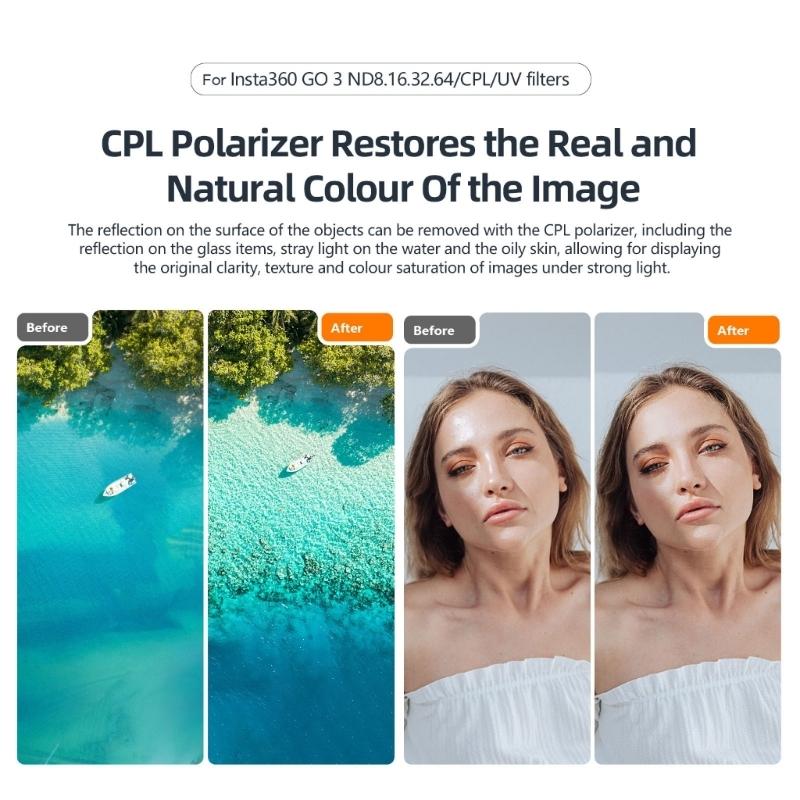 Waterproof Cpl Filter for Insta360 Go 3 / Go 2 with Amagisn Lens - Nd8+16+32 7