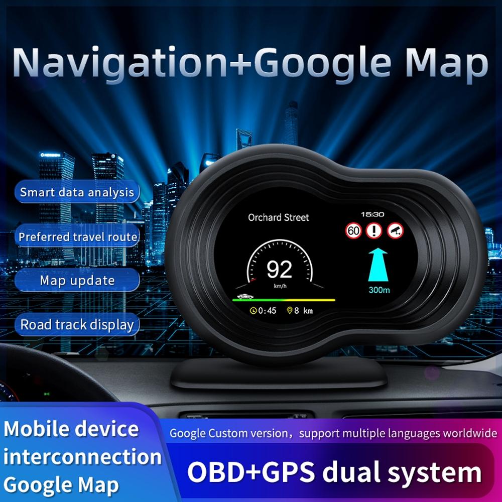 Car Hud Display Speed Water Temp Voltage Obd2 + Gps 5