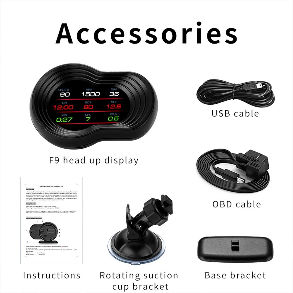 Car Hud Display Speed Water Temp Voltage Obd2 + Gps 10