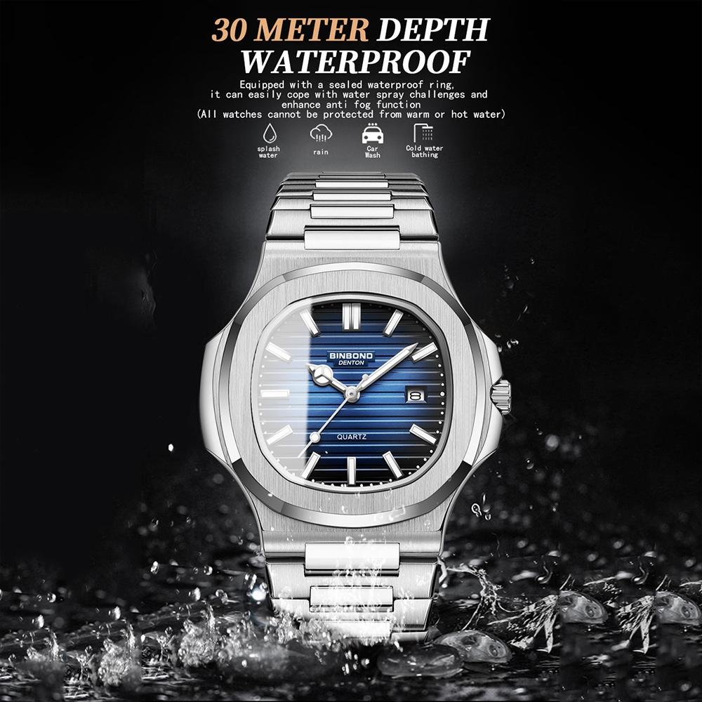 Retro Luminous Square Men Quartz Watch - 30m Waterproof - Rose Gold-White 9