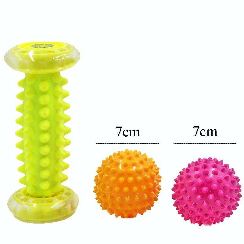 Plantar Fascia Massage Ball Handheld Fitness Ball For Muscle Relaxation 7Cm Yellow Foot Bottom With Tattoo Design 3