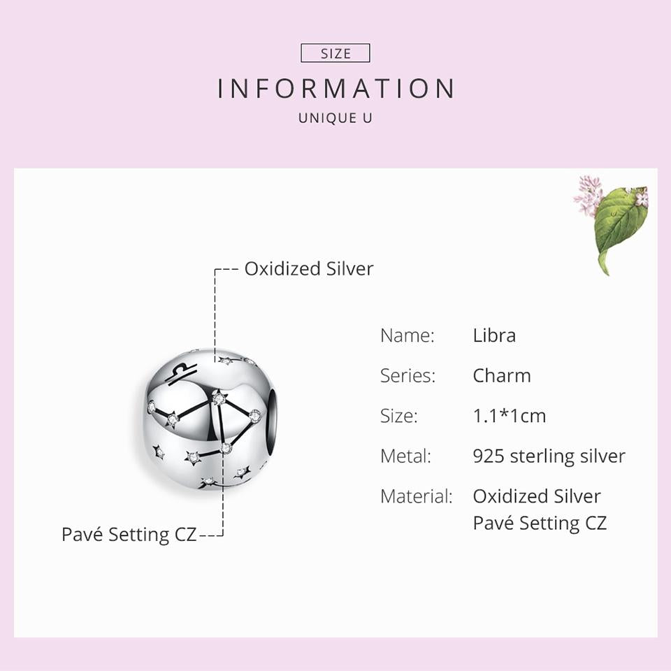 925 Sterling Silver Diy Zodiac Bracelet Beads Libra Style - Libra 5