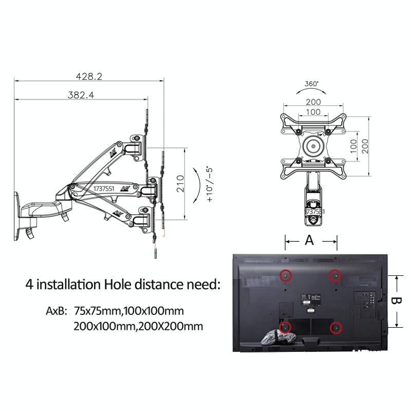 Adjustable Rotating Wall Mount Bracket for Displays 4