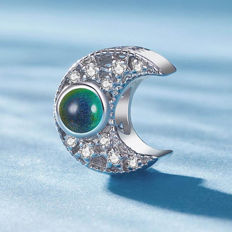 925 Sterling Silver Temperature Sensitive Moon Bead Bracelet 5