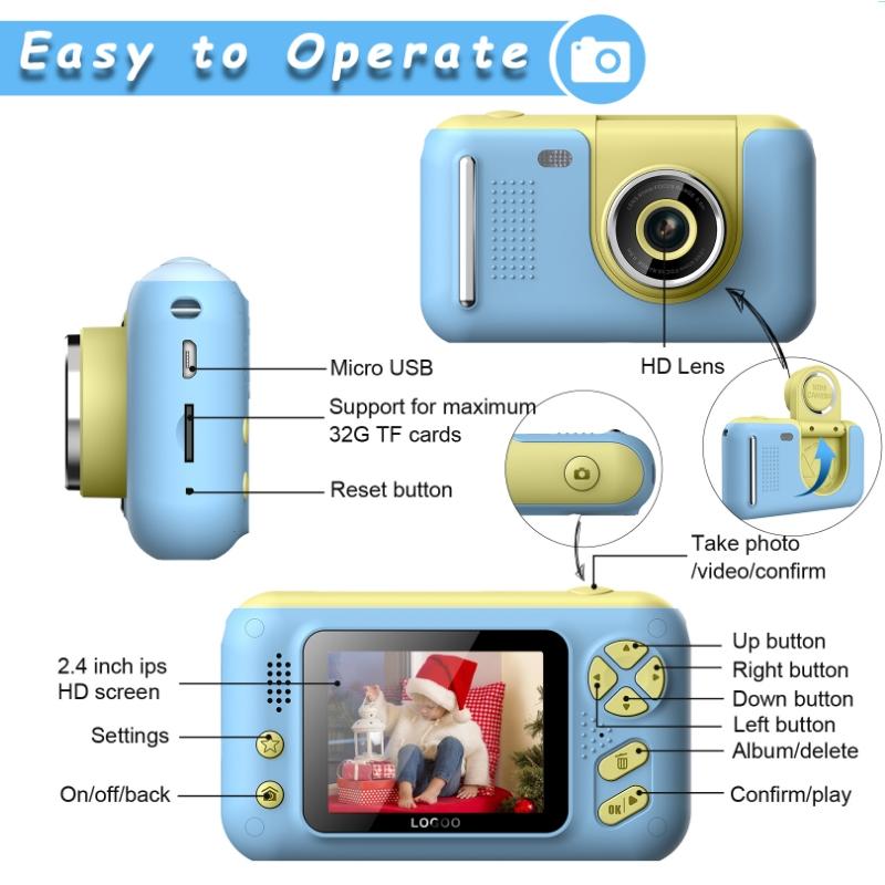32gb Memory Card & Card Reader Included with 2.4 Hd Reversible Kids Camera - Pink 3